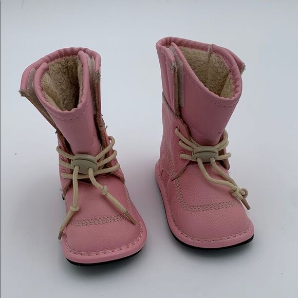 Jack and Lily Pink leather toddler Boots barefoot first walkers flexible - Picture 2 of 10